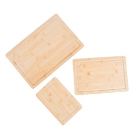 Lipper International Bamboo Wood Cutting Boards with Built-In Juice Grooves and Inset Handles for Chopping Meat, Fruits, or Vegetables, Set of 3, Assorted Sizes
