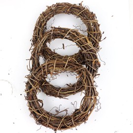 Heyiwell 3PC Natural Grapevine Wreath for DIY Wreath Craft Christmas Holiday Wedding Party Decor 6" Inch