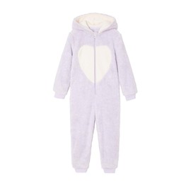 Vertbaudet Plush Onesie Kawaii Girls Hooded with Ears, Violet