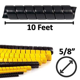 Electriduct Electriduct 5/8 Inch Heavy Duty Spiral Wrap HDPE Flexible Plastic Cable Sleeve Hose Protector 10 Feet - Black