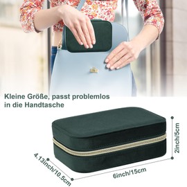 Dajasan Travel Jewellery Box, Small Jewellery Storage, Jewellery Box for Women and Girls, Velvet Jewellery Box, Jewellery Organiser for Rings, Earrings, Necklace, Bracelets (Green)