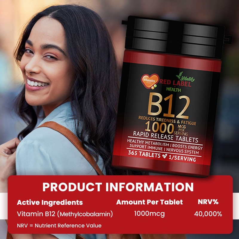 Vitamin B12 Tablets High Strength 1000mcg, 365 Tablets (1 Year