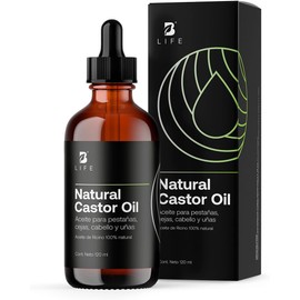 B Life Aceite de Ricino 100% Natural 120 ml prensado en frío Para pestañas, cejas y cabello Natural Castor Oil