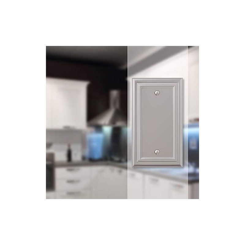 AMERELLE 94BN Continental Single Blank Cast Metal Wallplate in Satin