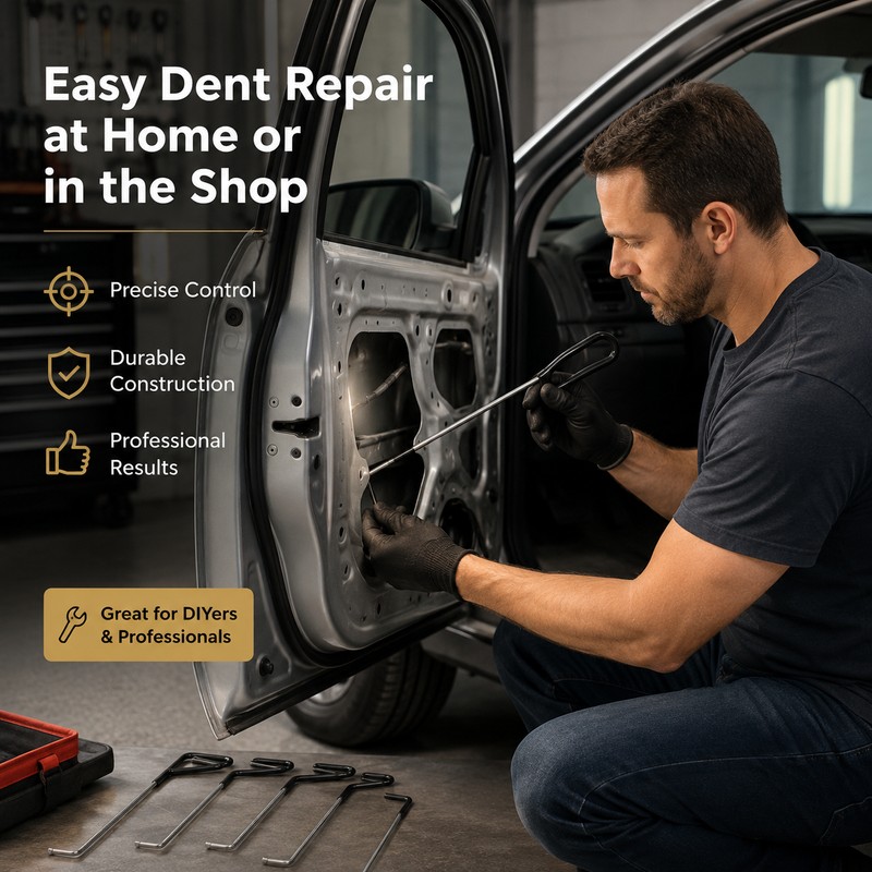 6-Piece Paintless Dent Repair Tool Set for Cars – Steel