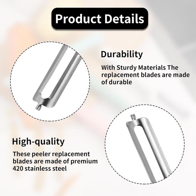 Heyumybit 4 Pcs Stainless Steel Peeler Replacement Blade,Potato Peeler,Multifunctional Replacement