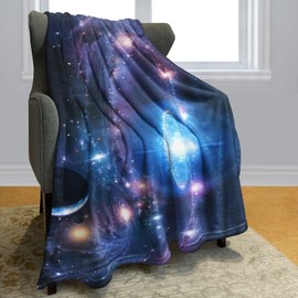 YISUMEI 40x50 Blanket Comfort Warmth Soft Plush Throw for Couch Outer Space Galaxy Planets Stars