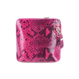 Belli Italian Leather Bag Women's Shoulder Bag Small Handbag Shoulder Bag Evening Bag – 17 x 16.5 x 8.5 cm (W x H x D), Pink Snake