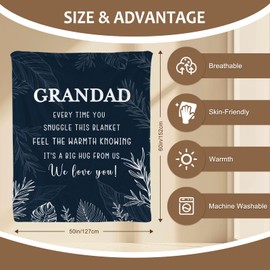 Yasrlvun Grandad Gifts Grandad Blanket 50"x60" for Grandfather Presents for Grandpa Best Grandpa Gifts for Christmas Thanksgiving Grampy Present