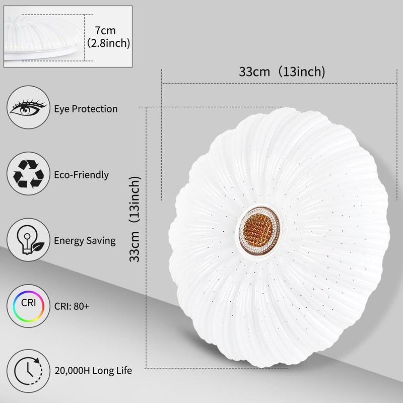 VIPMOON 42W LED Ceiling Light, Diameter 300mm Energy Efficient Ceiling