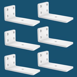 MLOQI 6 Pack Floating Shelf Bracket Heavy Duty, Hidden Shelf Brackets 5mm Thick L Brackets for Shelves up to 50 KG (White 10cm)