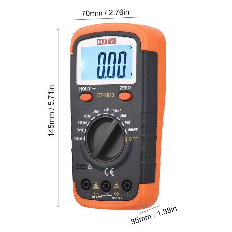NJTY Digital Capacitance Meter with LCD Backlight Display 600pF to