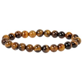 Eledoro Genuine Gemstone Beads, Chakra Bracelet, PowerBead, Stretch Bead Bracelet, 8 mm, 17 centimeters, Gemstone, Tiger's Eye