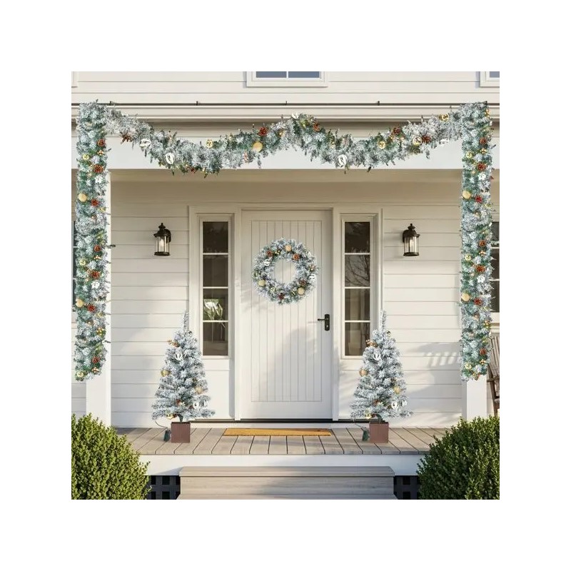 Pre-Lit 4 Piece Holiday Christmas Set Warm White LED Lights