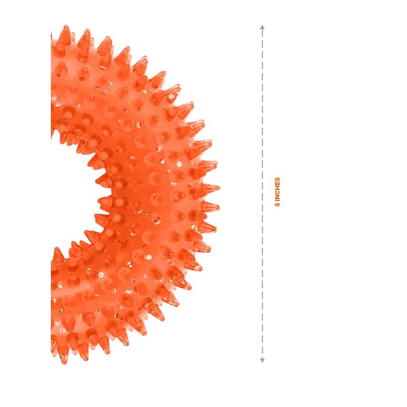 ASPCA Squeaky Puppy Teething Spikey Glitter Ring Chew Toy, Non-Toxic