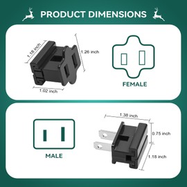 SPT-1 Men and Women Vampire Plugs Combo Set, Zipper Plugs Black 15pcs Each, Christmas Holiday Yard Lights String Lights SPT-1 Cord Extension Splicing Sliding Power Plug