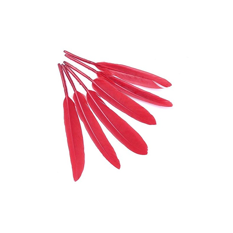 Charming Beads Red Dyed Goose Feathers 10-17cm Pack Of 30