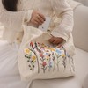 Perseverance Trade Aesthetic Embroidery Canvas Tote Bag for Women Wildflower