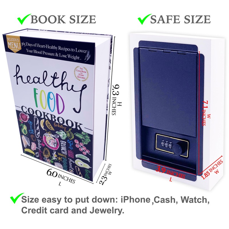 Deversion Book Safe Storage Box with Real Pages Combination Lock