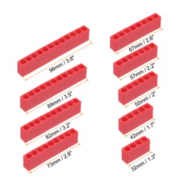 HARFINGTON 9pcs Plastic Hex Shank Screwdriver Bit Holder Organizer 4-12 Holes 1/4 Inch Plastic Drill Bits Storage Case for Any 1/4" Hex Shank Metal Driver Bits Use, Red