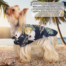 Dog Hawaiian Shirt Hawaii Style Summer Dog Clothes Boy Girl Breathable Cool Costume Beach Seaside Sweatshirt for Small Puppy Polo T-Shirt Pet Outfit, XXL