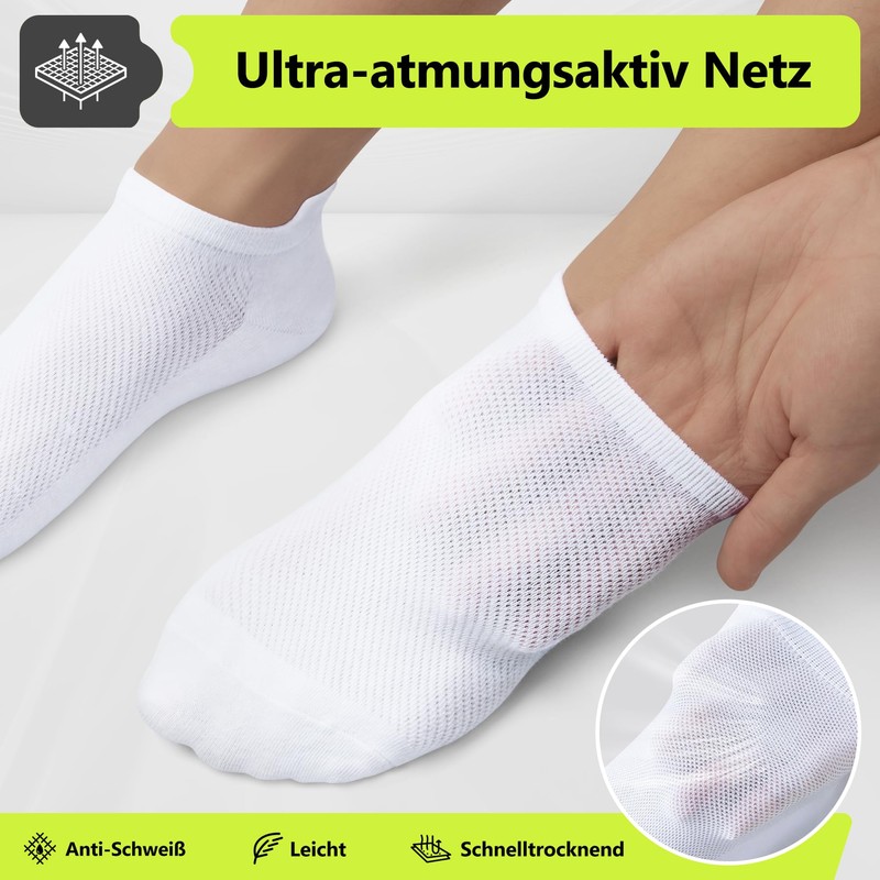 EKSHER 10 Pairs Unisex Plain Trainer Socks with Padded, Short