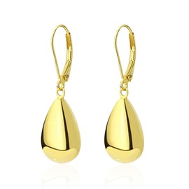 GUOXIAOMEI Teardrop Leverback Earrings Waterdrop Tear Drop Dangle Earrings Jewelry Hypoallergenic Teardrop Leverback Dangle Earrings for Women (Gold)