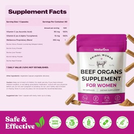 Grass-Fed Beef Organ Supplement for Women – Uterus & Liver Support for Hormonal Balance & Energy – 60 Day Supply