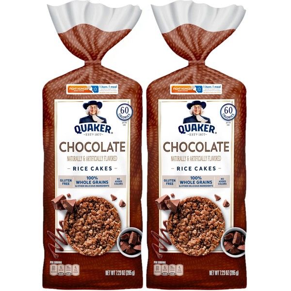 Quaker Rice Cakes, Chocolate, 7.23oz Bags, Pack of 2