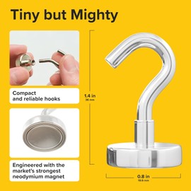 X-Bet Magnetic Hooks 40 LBS - Heavy Duty Neodymium Magnetic Hooks for Cruise Cabins - Strong Rare Earth Magnet Hooks for Hanging on Refrigerator, Grill, Cruise Cabin (Pack of 10)