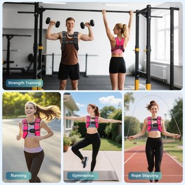 Cavry Weighted Vest, 8lb/12lb/16lb/20lb/25lb/30lb Weight Vest with Two Adjustment Straps for Men Women, Body Weight Vests Adjustable with Reflective Stripe for Strength Training, Running, Training Workout, Jogging, Walking-20LB, PINK