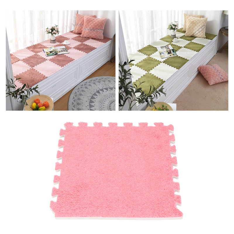 10pcs Plush Foam Floor Mat Thickened Cuttable Interlocking Carpet Tiles