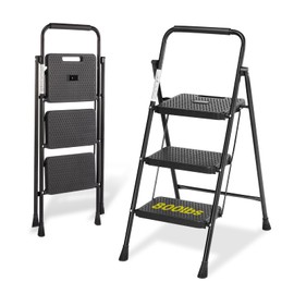 3 Step Ladder, Step Stool Foldable, 800lbs Portable Ladder with Wide Anti-Slip Pedal, Step Stool for Adults, Lightweight Step Ladder for Home Kitchen and Outdoor
