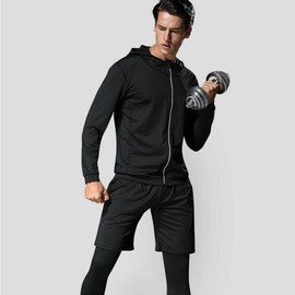 HZQIFEI Men's 5 Piece Fitness Tracksuits Suit Compression Shirt Sportswear Quick-Drying Breathable for Running Gym Fitness, Style#5