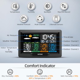 Weather Stations Wireless Indoor Outdoor with Multiple Sensors, 7.5" Color Display Weather Station Indoor Outdoor Thermometer Wireless Weather Forecast Station, Digital Atomic Clock with Backlight