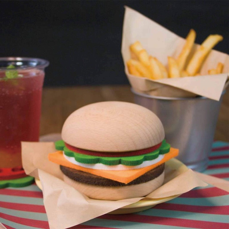 Gourmet Burger Coaster Set - 5 Wool Felt Funny Coasters,