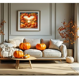 CSZPPQAF 5D Diamond Painting Kits for Adults, Autumn Pumpkin Maple Leaves Diamond Art Kits for Adults Beginner, DIY Full Drill Diamond Dots Gem Art for Home Decor 13.7x13.7 Inch