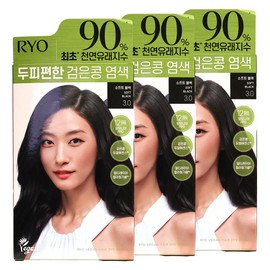 Ryeo Scalp Comfortable Black Bean Hair Dye 3.0 Soft Black x3 / 려 두피 편한 검은콩 염색약 3.0 소프트블랙 x3개