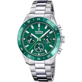 Festina Unisex-Uhr F20693/6 Keramik, Gehäuse aus Edelstahl, silberfarben, Armband aus Edelstahl