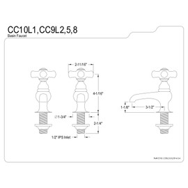 Kingston Brass CC10L1 Vintage Basin Tap Faucet, 3-1/2 inch Spout Reach, Polished Chrome