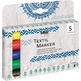 Eduplay 250014 Texi Mäx Fabric Markers Set of 5 Normal Length'', Multi Colour