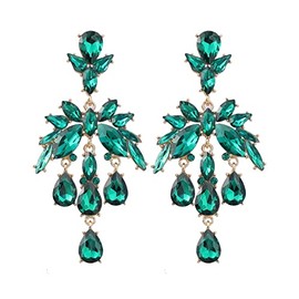 Teardrop Chandelier Earrings, Teardrop Cluster Dangle Earrings for Women, Bohemian Flower Teardrop Earrings, Teardrop Statement Earrings Boho Jewelry, Floral Teardrop Drop Earrings for Girls (Green)