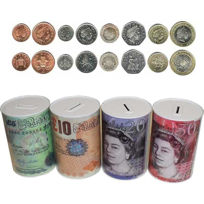 Money Tin - (Small 10.2 to 15cm) Pound Notes Design