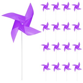 sourcing map 25pcs Windmills for the Yard Garden 17" x 9.1" 4 Leaves Pinwheels Wind Mills Spinners Windproof Waterproof Bird Devices with Stakes for Patio Decor, Purple