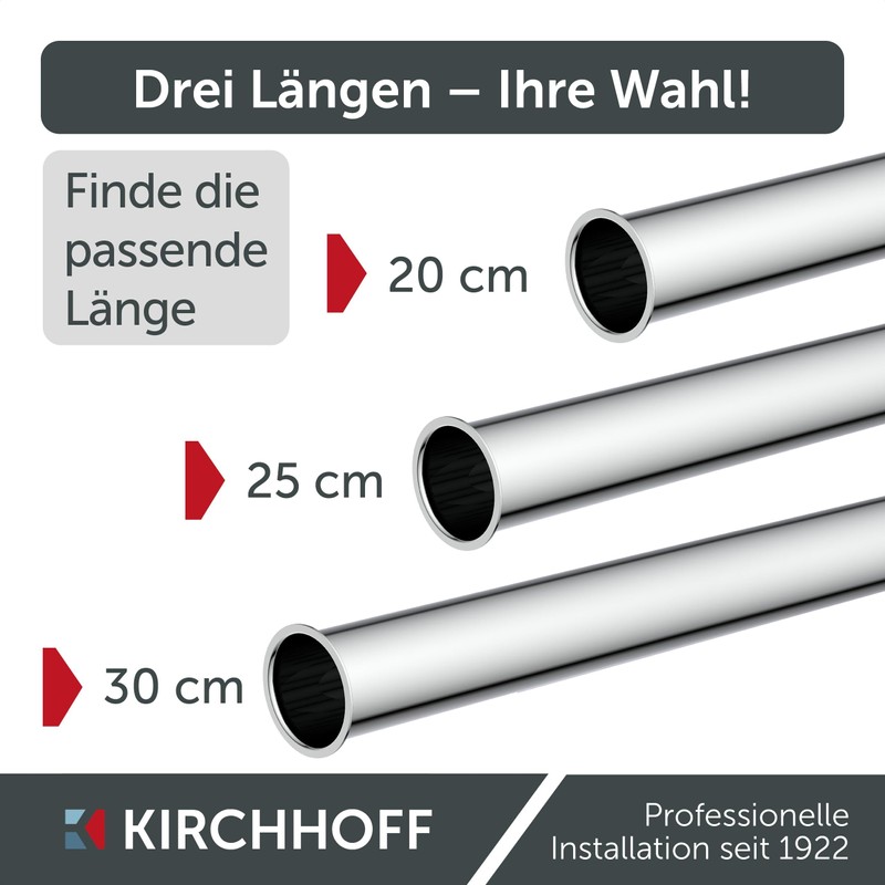 Kirchhoff 98848118 Immersion Pipe for Siphon 25 cm Chrome, Pipe
