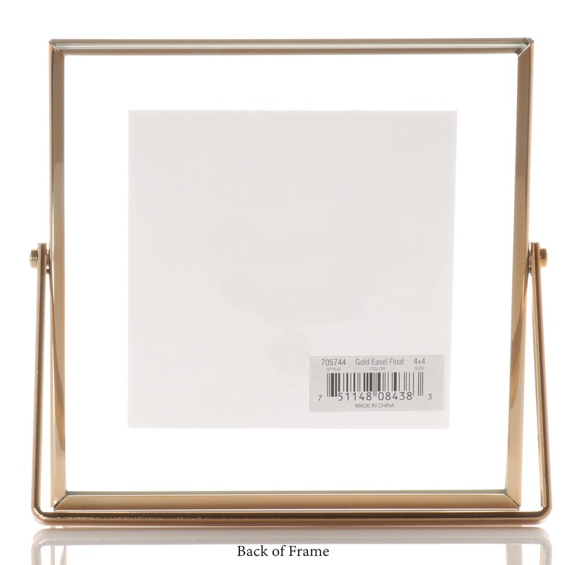 Lawrence Frames Metal Easel Float Picture Frame, 4x4, Gold