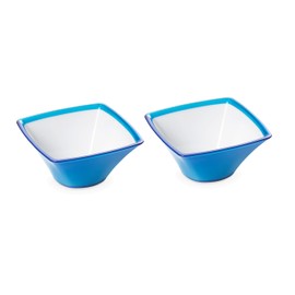OMADA 44-Oz Large Plastic Bowls: Blue Colored Plastic Salad Bowls - Big Plastic Serving Bowls for Parties - Dishwasher Safe Plastic Snack Bowls - BPA Free Plastic Pasta Bowls – Set of 2 Bowls
