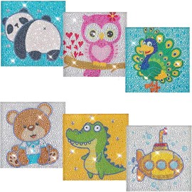 HUBENDMC 9 Pack Diamond Painting Kits for Kids,Small Easy Diamond Art for Beginners,Big Gem Art and Craft for Kids Age 6-12(6x6 inch)
