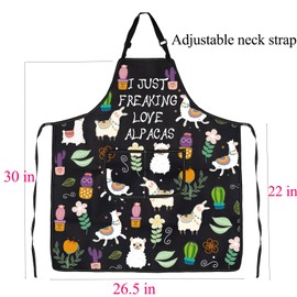 ENSIANTH Alpaca Apron Funny Alpaca Gifts for Alpaca Lover Kitchen Cooking Baking Chef Aprons with Pocket Cute Alpaca Gifts (Alpaca Apron)