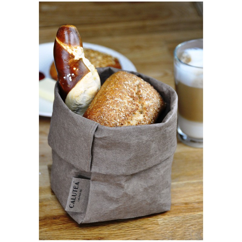 CALUTEA Small bread basket, brown, modern, vegan leather, bread basket,